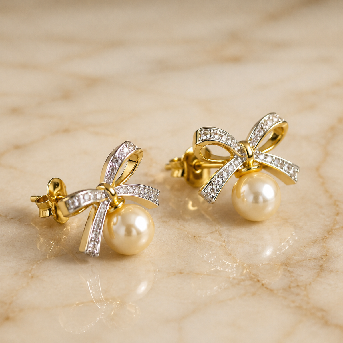 Pearl Bow Hoops