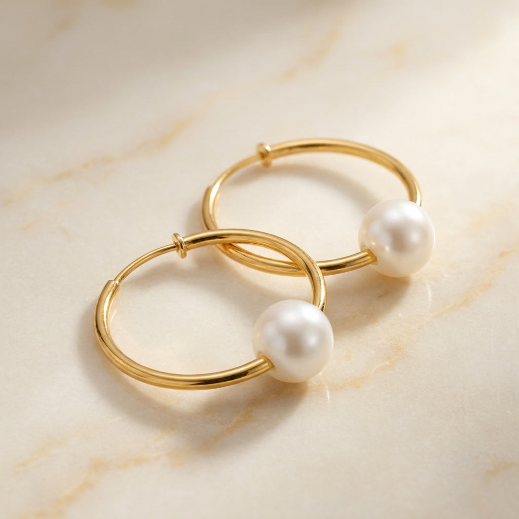 Pearl Drop Hoops