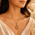 Elegant Filigree Pendant - 925 Silver 20K Gold Plated - SELEN