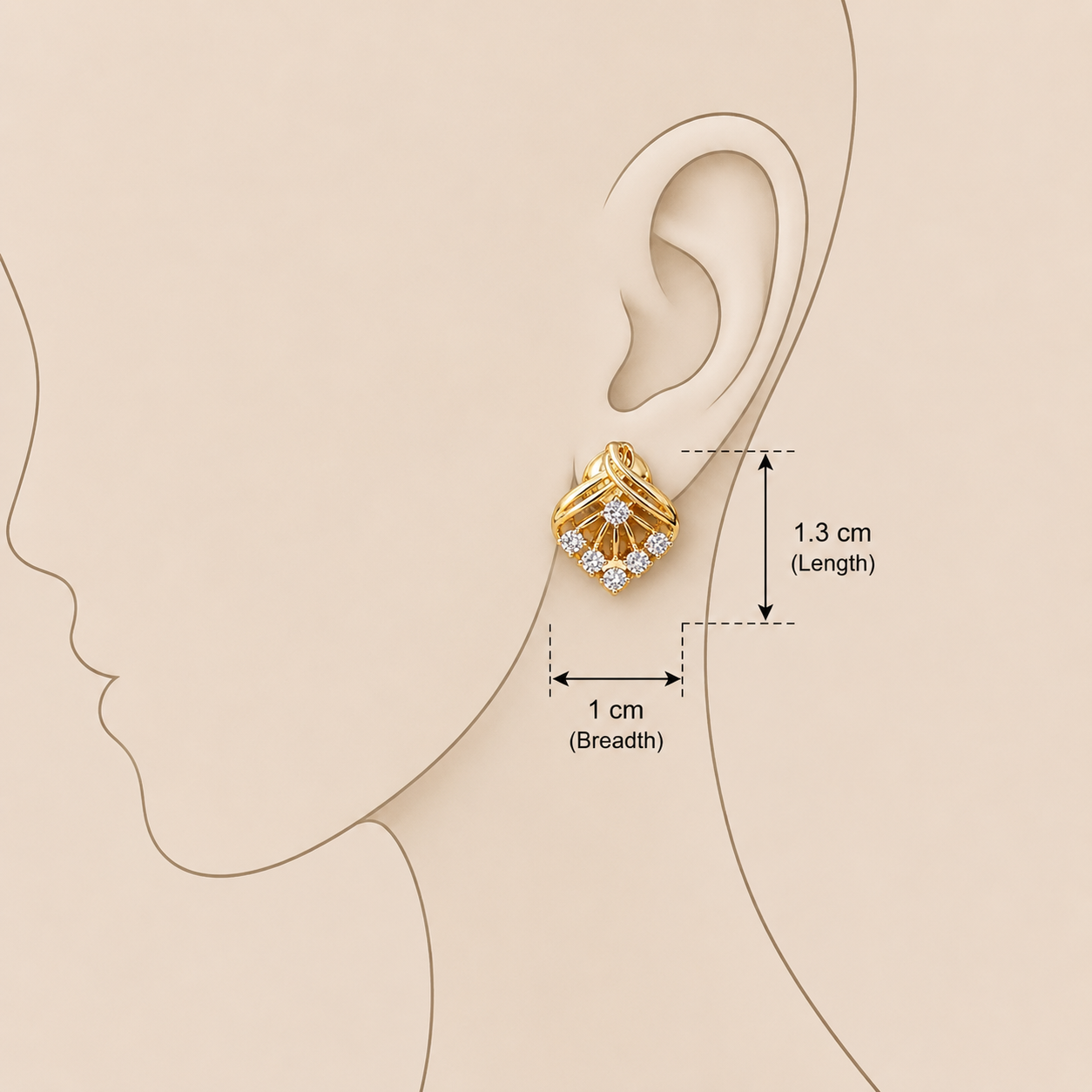 Radiant Sparkle Earrings - Dimension Guide - SELEN