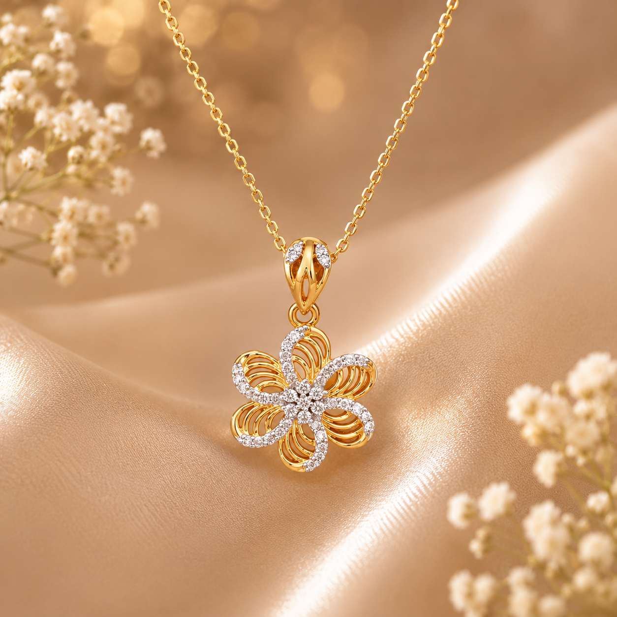 Bloom Forever Pendant - 925 Silver 20K Gold Plated - SELEN