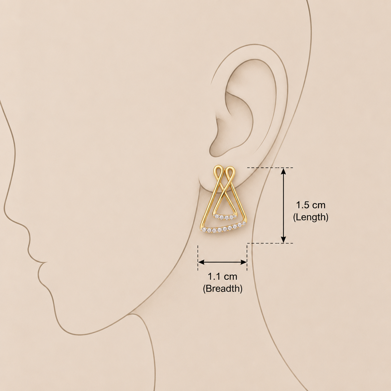 Triangle Earrings - Dimension Guide - SELEN