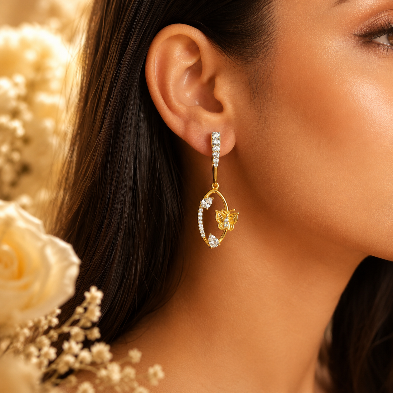 Butterfly Elegance Earrings - 925 Silver 20K Gold Plated - SELEN