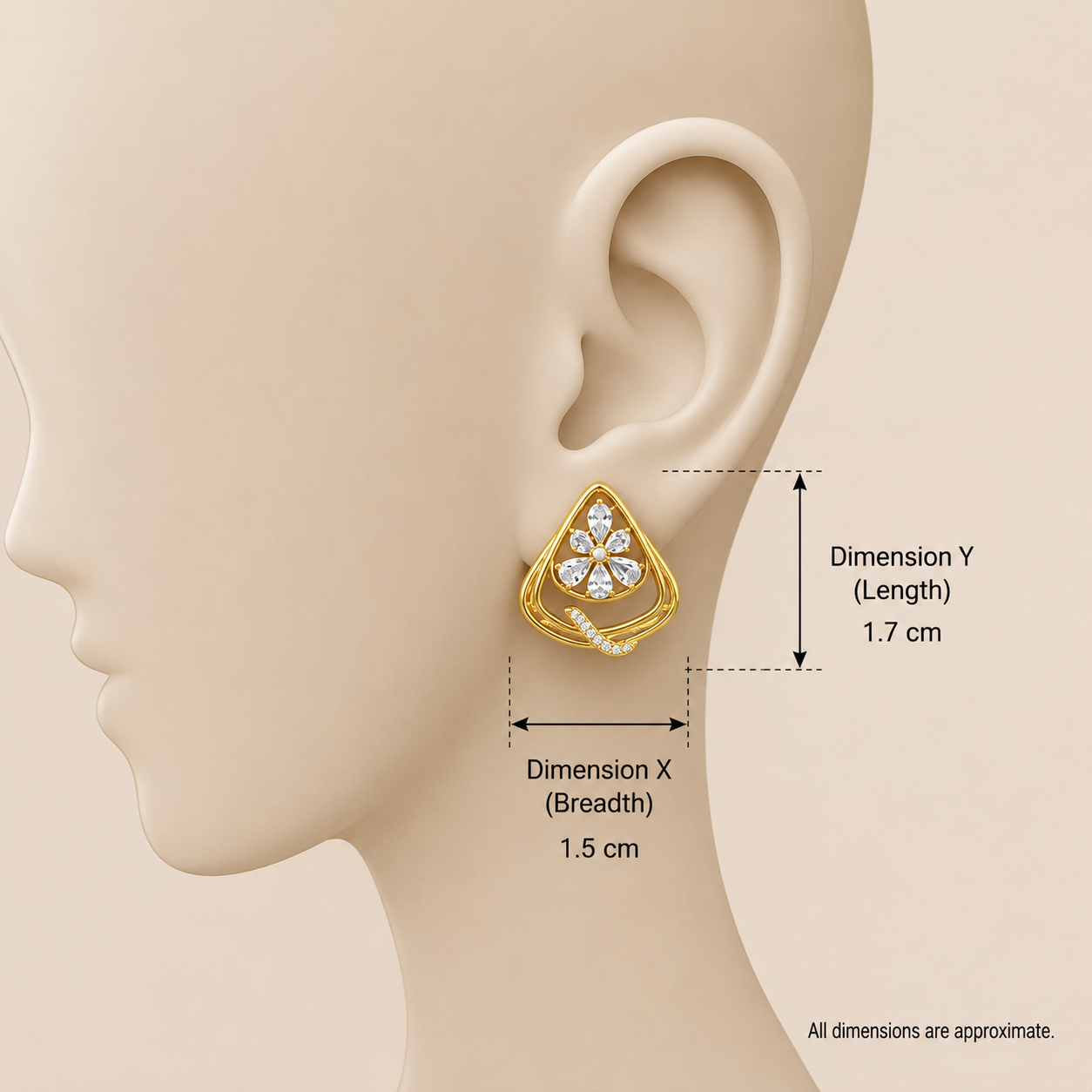 Love's Echo Earrings - Dimension Guide - SELEN
