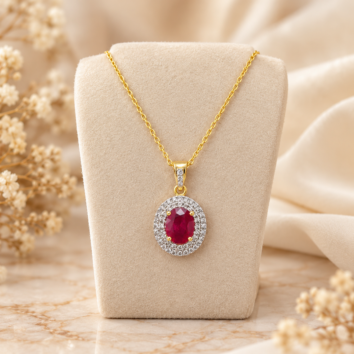 Ruby Halo Pendant