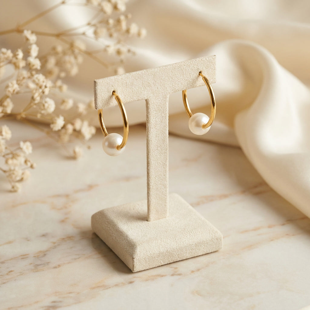 Pearl Drop Hoops