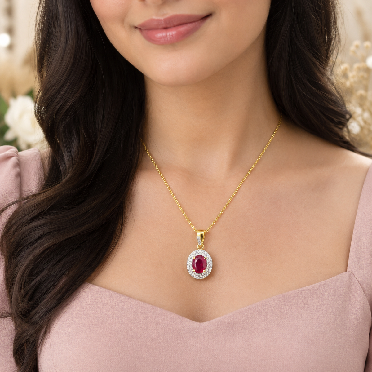 Ruby Halo Pendant