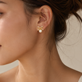 Pearl Bow Earrings - 925 Silver 20K Gold Plated - SELEN