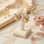 Pearl Bow Earrings - 925 Silver 20K Gold Plated - SELEN