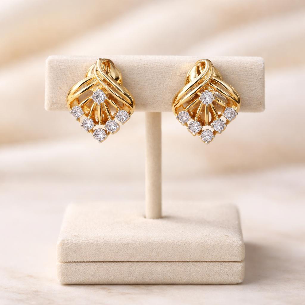 Radiant Sparkle Earrings - 925 Silver 20K Gold Plated - SELEN
