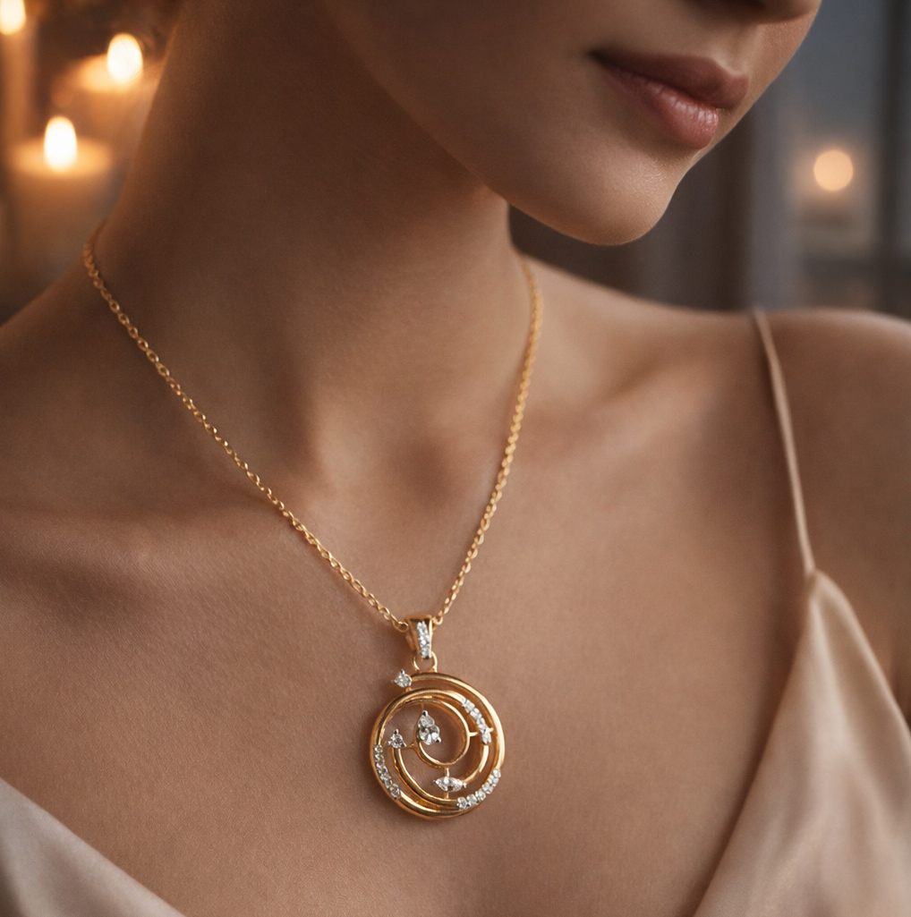 Spiral Grace Pendant - 925 Silver 20K Gold Plated - SELEN