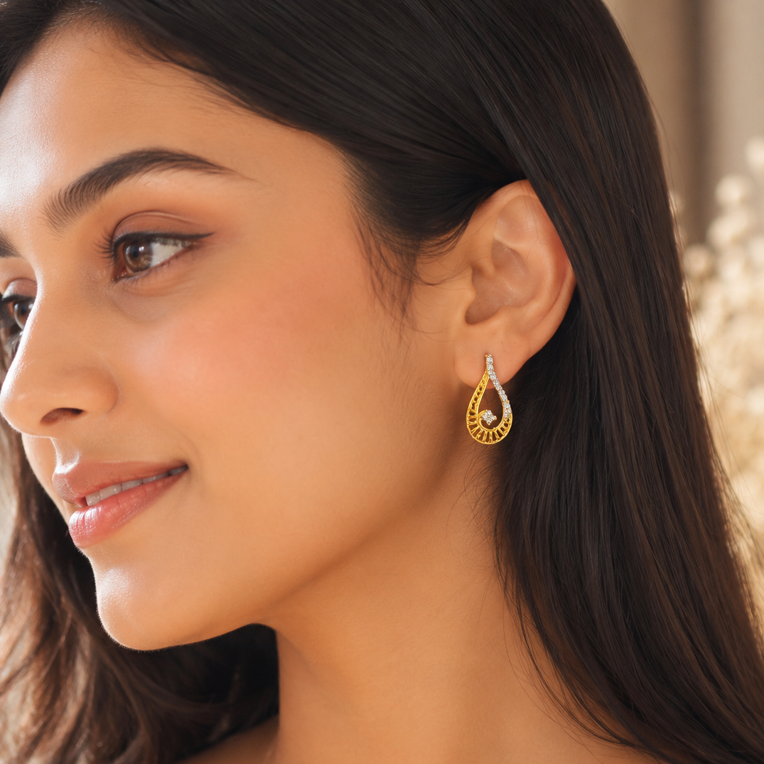 Teardrop Earrings - 925 Silver 20K Gold Plated - SELEN