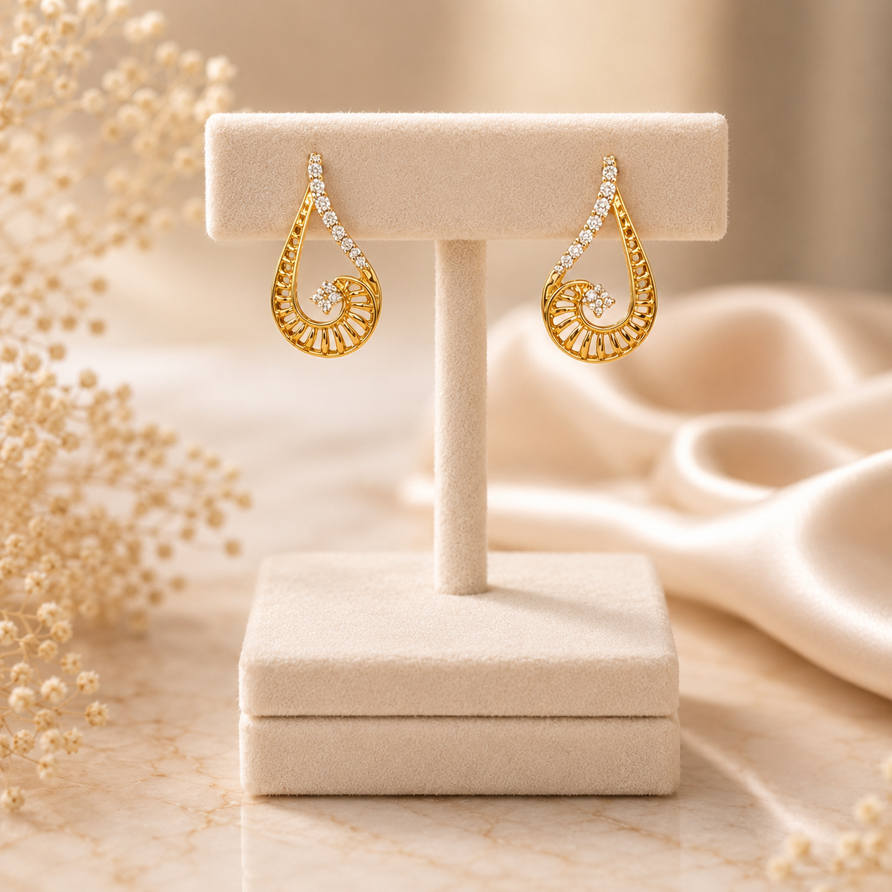 Teardrop Earrings - 925 Silver 20K Gold Plated - SELEN